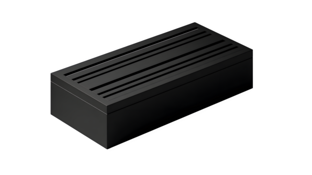 Rectangular black message box with lines, minimal silhouette,