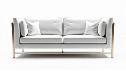 Fototapeta premium Modern white sofa with gold frame
