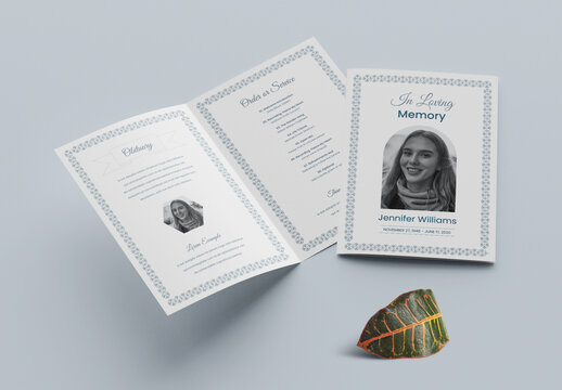 Funeral Program Memorial Service Obituary Layout