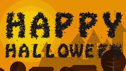 Halloween Title Card: 'Happy Halloween' with Orange Background and Pumpkin