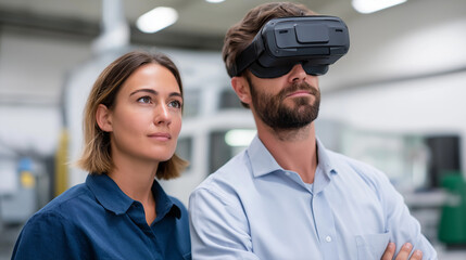 Fototapeta premium Optimizing Smart Factory Floors with Virtual Reality Technology