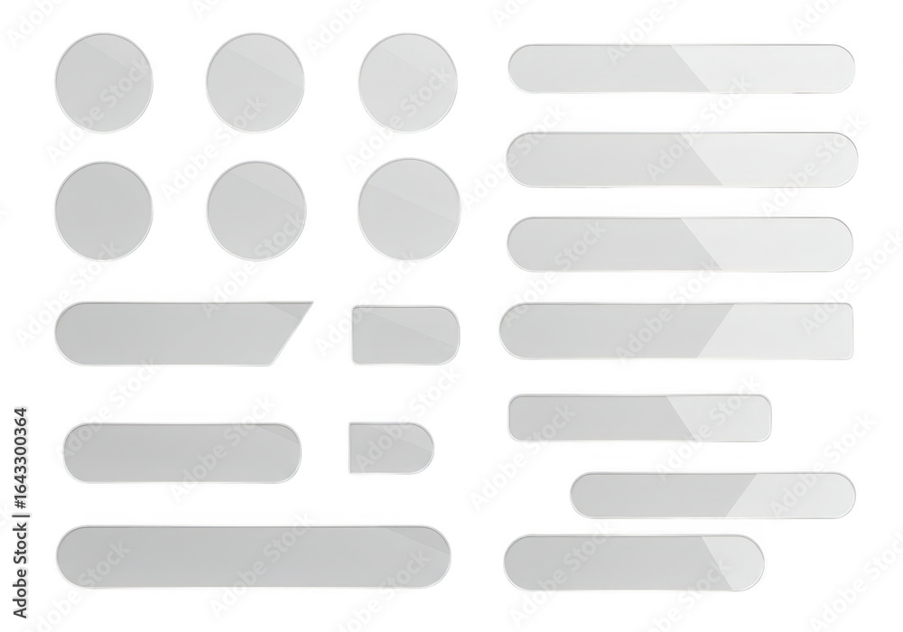 Wall mural collection of modern minimalist ui elements and icons with rounded and rectangular shapes, isolated 