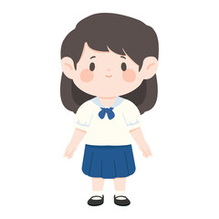 Illustration of a Schoolgirl in Uniform