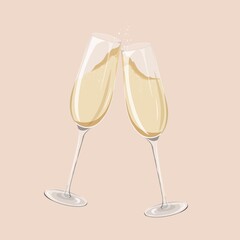 Clinking champagne glasses, celebration illustration