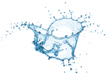 Dynamic water splash isolated on transparent background, capturing the fluid motion and energetic burst of liquid droplets in a clear, refreshing display