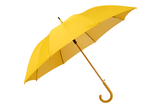 Cheerful bright yellow umbrella for rainy days conveys optimism and sunniness, a stylish rain protection accessory for any weather