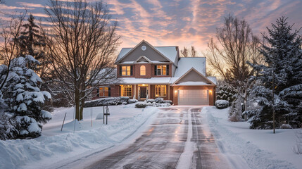A glowing home in the heart of the snow illustration