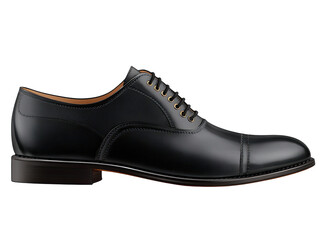 Side view of black leather lace-up shoes