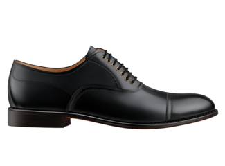 Side view of black leather lace-up shoes