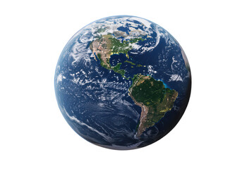 Fototapeta premium The earth as seen from space, showing continents and oceans, isolated on transparent background