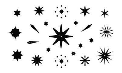 set of black snowflakes