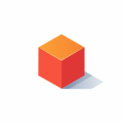 Fototapeta premium Red and orange isometric cube with shadow isolated vector illustration