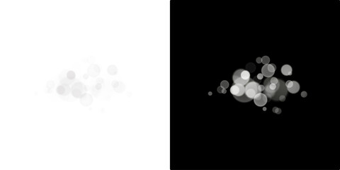 Abstract White bokeh tone PNG, on a black and white background. Christmas bokeh. Christmas bokeh lights. Christmas background. Sparks. © Russell Edwards