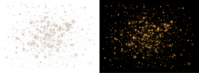 Magic gold dust illuminated accents. A celebratory background. Golden rain. Vector magic glow. Sparkling light, sparkle dust png. Sparkling magica. Abstract grunge background 