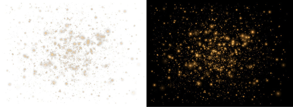 Magic gold dust illuminated accents. A celebratory background. Golden rain. Vector magic glow. Sparkling light, sparkle dust png. Sparkling magica. Abstract grunge background