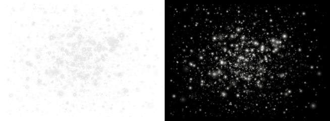 Magic White dust illuminated accents. A celebratory background. White rain. Vector magic glow. Sparkling light, sparkle dust png. Cinematic. Overlay PNG illustration