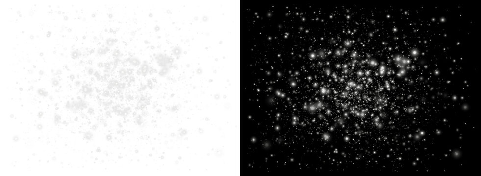 Magic White dust illuminated accents. A celebratory background. White rain. Vector magic glow. Sparkling light, sparkle dust png. Sparkling magica. Overlay PNG illustration - Powered by Adobe
