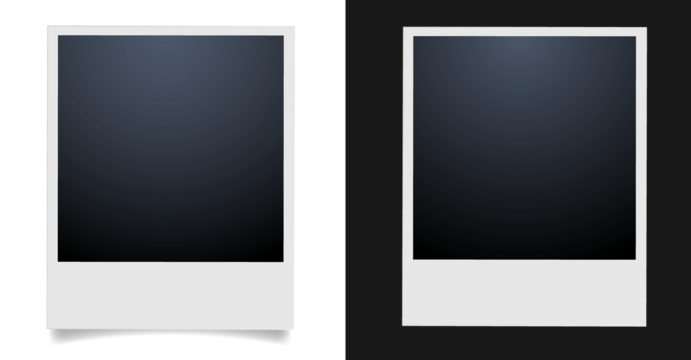 Empty Polaroid frame photos with an isolated template illustration effect have empty space. PNG blank photo frames