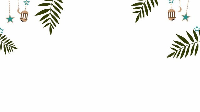 White Islamic background with leaves and lanterns