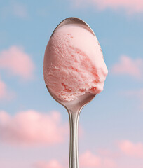 Details of spoon with  icecream isolated