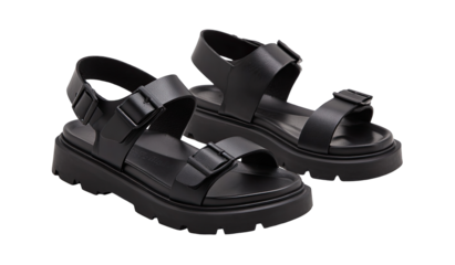 Black chunky platform sandals