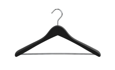 Black coat hanger with curved ends and silver bar