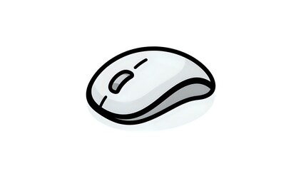 Simple gray computer mouse drawn in minimalist style with clean lines and soft shadow, suitable for icons and interface design elements.