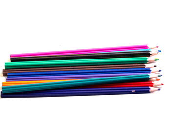 Fototapeta premium Color pencils on a white background,