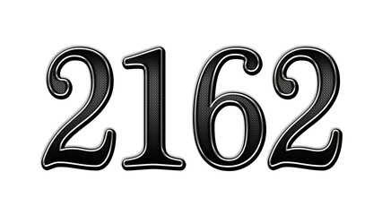 black metal 3d design of number 2162 on white background.