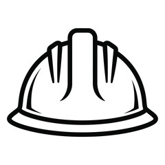 Black and white line art of a hard hat safety helmet construction work