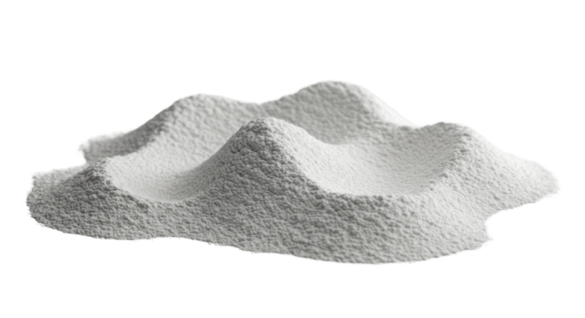 transparent granular powder forms undulating mounds with intricate textures on a clean high-key studio background, softly lit with subtle shadows, concept of pristine simplicity