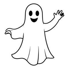 Halloween Cute Ghost Cartoon Vector Illustration
