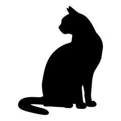 Halloween Black Cat Sitting Cartoon Vector Illustration