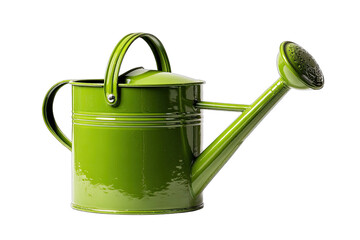 Green metal watering can, isolated