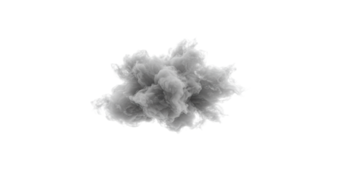 Translucent grey abstract cloud with intricate structures, ethereal smoke puff floating serenely in a transparent void with ample copy space, concept of abstract innovation - Powered by Adobe
