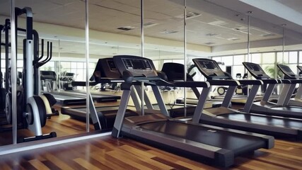 Video of a spacious gym with modern equipment. Useful for advertising fitness clubs, motivational videos and educational materials about healthy lifestyle.
