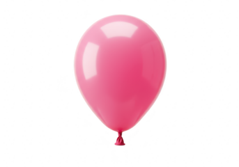 A single, glossy pink balloon isolated on transparent background, perfect for celebrations and parties