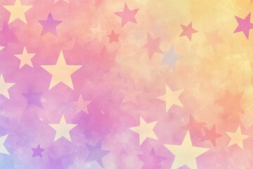 Cute pastel rainbow star pattern background in soft pink, purple, and yellow tones, dreamy whimsical wallpaper in soothing colors