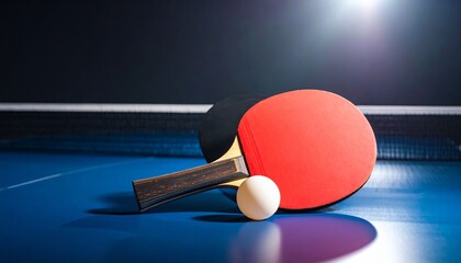 table tennis racket and ball