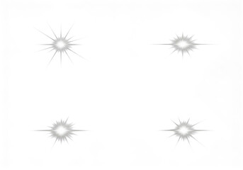 Obraz premium Four abstract starburst light effects with radiating lines, isolated on a transparent background