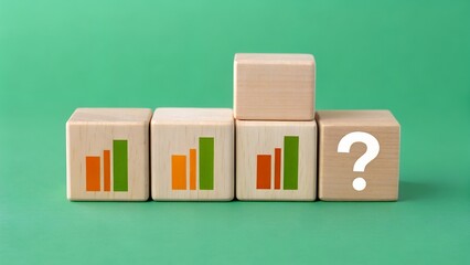 Growth Analysis – Business Progress and Data Strategy, Conceptual, Abstract, Motivation, Green Background, Bar Graph and Question Mark