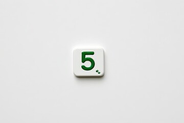 White square tile with green number 5