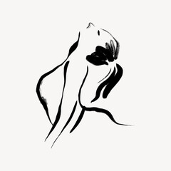 Relaxing pose collage element, drawing illustration