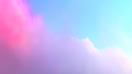 Obraz premium A serene pastel-colored sky with soft pink and purple clouds blending into vibrant blue, perfect for backgrounds or serene settings.