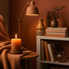 candle and book on the table
