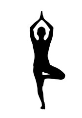 Fototapeta premium Yoga Tree Pose Silhouette Illustration PNG Cut Out.