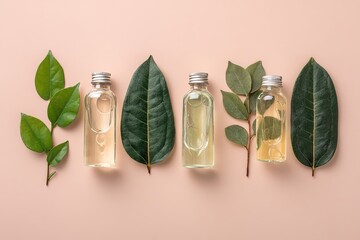 パステル背景の自然派化粧油
