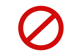 Obraz premium Red prohibition sign with a diagonal line across it, isolated on a transparent background, symbolizing a ban or restriction