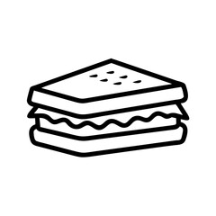 Black and White Outline Fast Food and Street Food Icons — Burger, Hot Dog, Pizza Slice, Whole Pizza, Taco, Sandwich, French Fries, Fried Chicken Drumstick, Sushi Roll, Noodles in Takeout Box, Kebab Sk