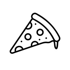 Black and White Outline Fast Food and Street Food Icons &mdash; Burger, Hot Dog, Pizza Slice, Whole Pizza, Taco, Sandwich, French Fries, Fried Chicken Drumstick, Sushi Roll, Noodles in Takeout Box, Kebab Sk
